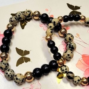 Dalmatian Gemstone Bracelet Set